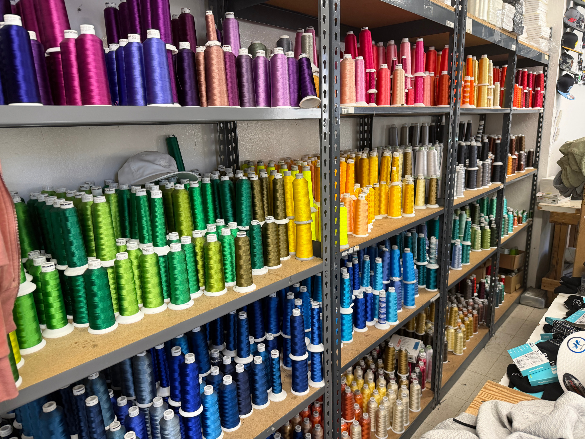 Embroidery thread wall detail